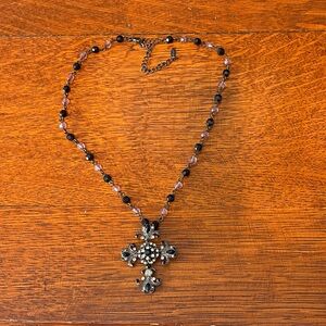 Nordstrom VCLM Beaded Gothic Cross Statement Pendant Necklace